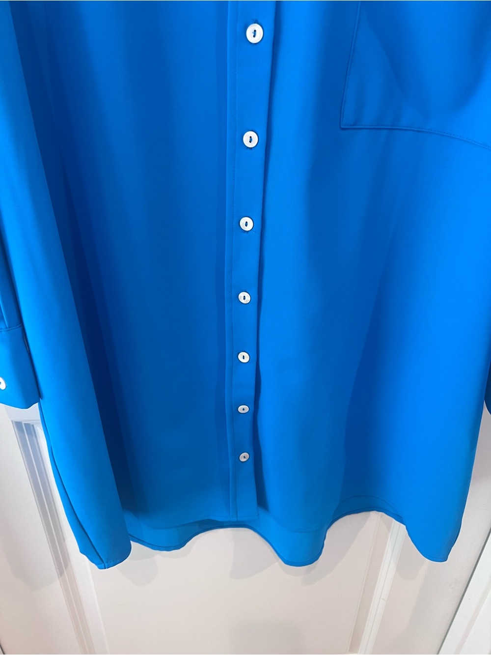 Entro Bright Blue Button Up Dress Tunic Size Large - Picture 16 of 16